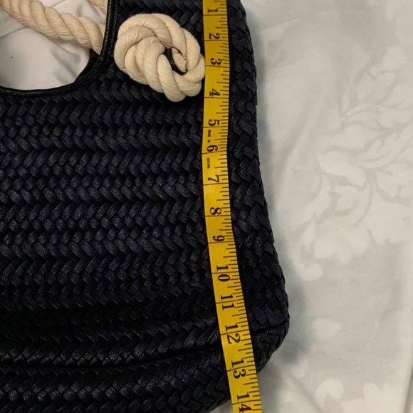 Talbots Navy Weave Handbag with Chunky Rope Handle EUC - Picture 14 of 16